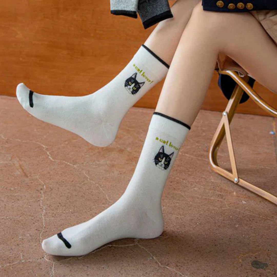 🐾 Calcetines gato “Miau Místico” blancos 🐱