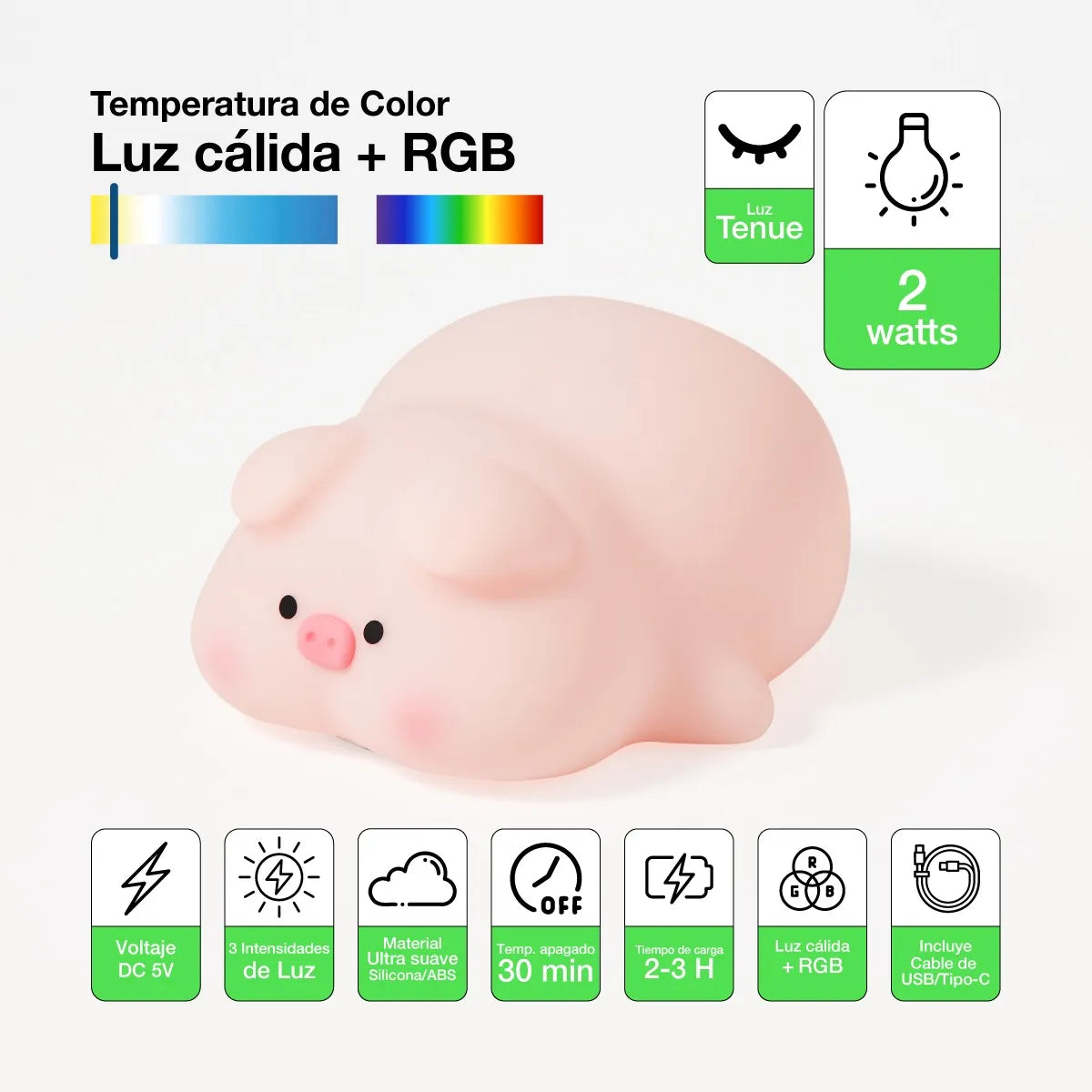 Lampara Led Infantil - Cerdito