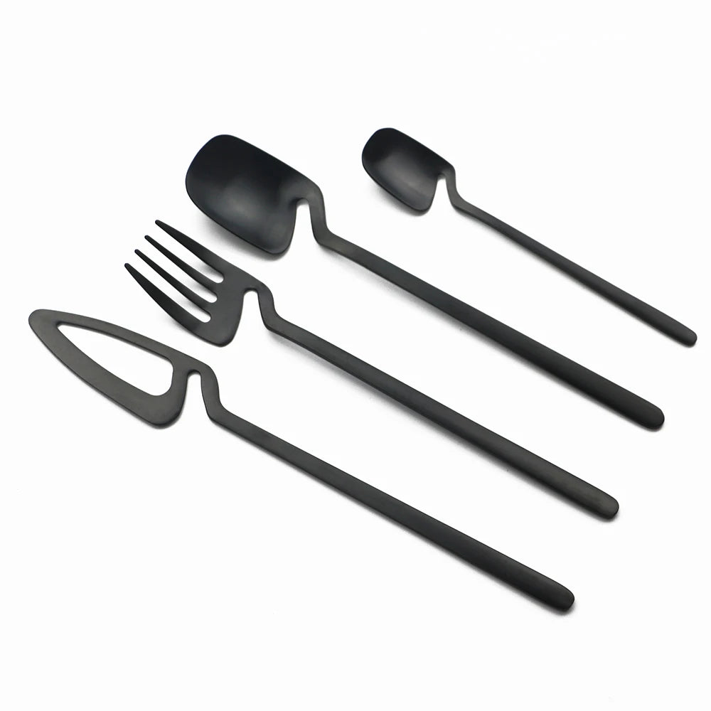 Set de Cubiertos Negro Mate (32 Piezas)