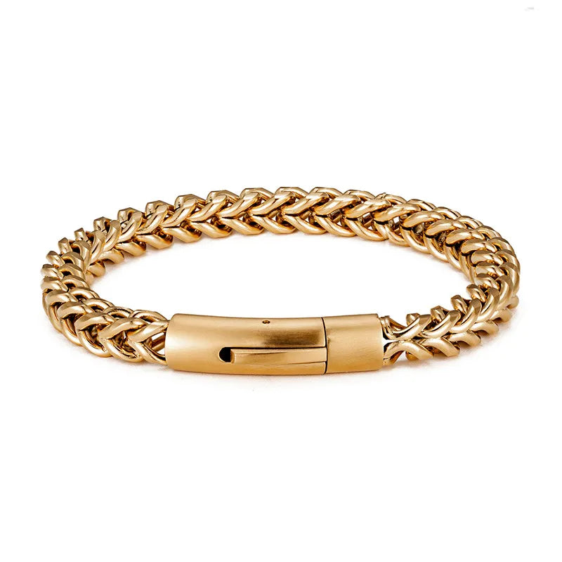 Pulsera de Acero Inoxidable Chapado en Oro 18K con Cierre Magnético