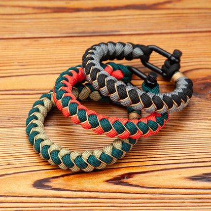 Pulsera de Cuerda Tejida con Hebilla en U de Acero Inoxidable Negro