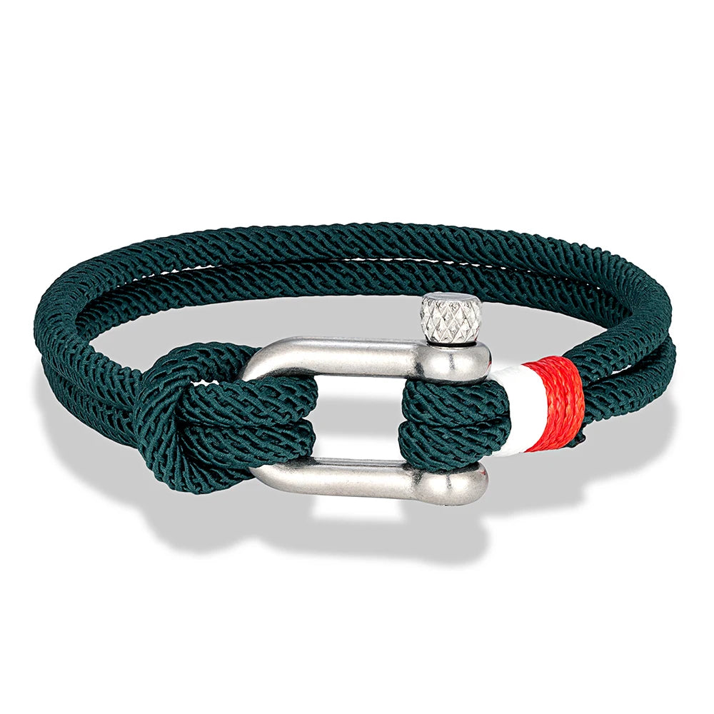 Pulsera Náutica para Hombre – Cuerda de Doble Hebra con Ancla de Acero Inoxidable