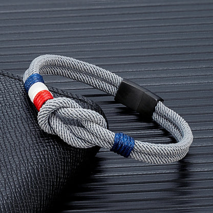 Pulsera Tejida de Doble Capa Bandera Francia/Chile.