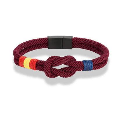 Pulsera con Bandera de España – Cuerda de Doble Hebra y Hebilla Magnética de Acero Inoxidable Negro