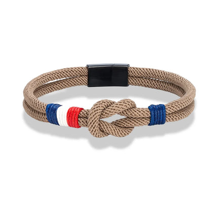 Pulsera Tejida de Doble Capa Bandera Francia/Chile.