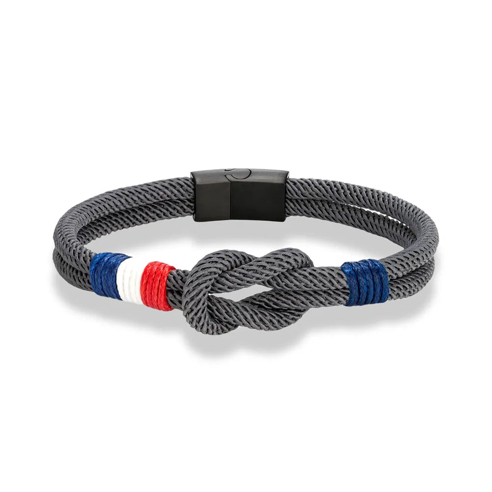 Pulsera Tejida de Doble Capa Bandera Francia/Chile.