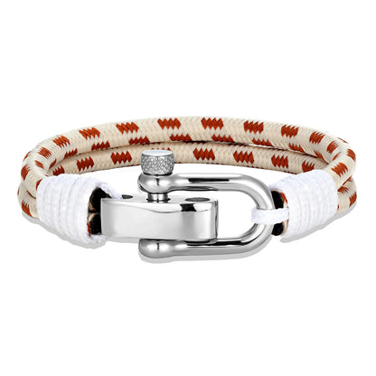 Pulsera de Cuerda Doble con Grillete de Acero Inoxidable – Estilo Vela