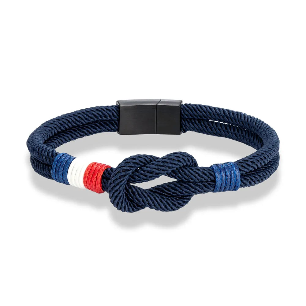 Pulsera Tejida de Doble Capa Bandera Francia/Chile.