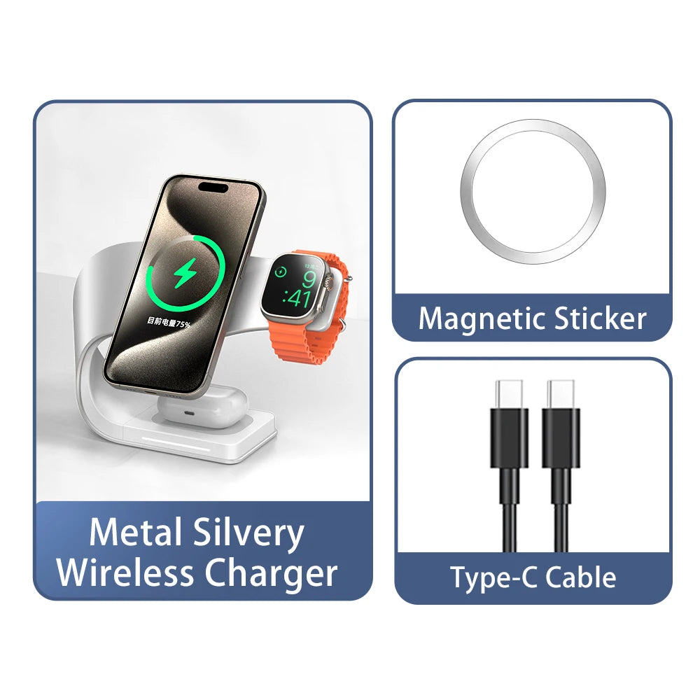 Cargador Inalámbrico 4 en 1 – para iPhone y Apple Watch