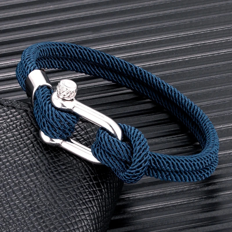 Pulsera Minimalista Unisex – Cuerda Doble con Hebilla en U de Acero Inoxidable