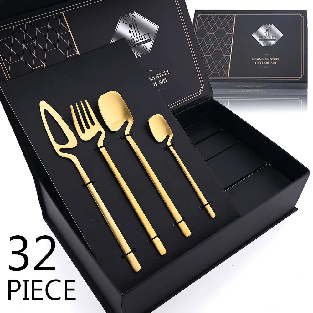 Set de Cubiertos Negro Mate (32 Piezas)