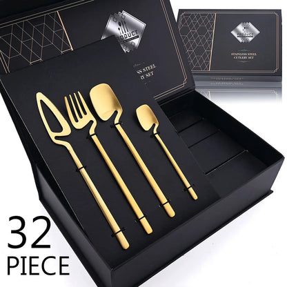Set de Cubiertos Negro Mate (32 Piezas)