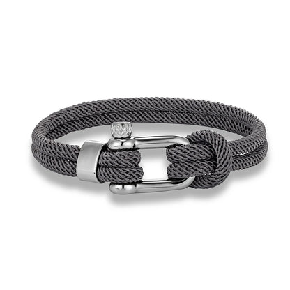 Pulsera Minimalista Unisex – Cuerda Doble con Hebilla en U de Acero Inoxidable