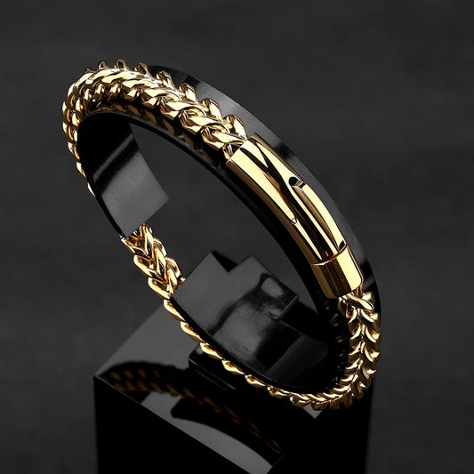 Pulsera de Acero Inoxidable Chapado en Oro 18K con Cierre Magnético