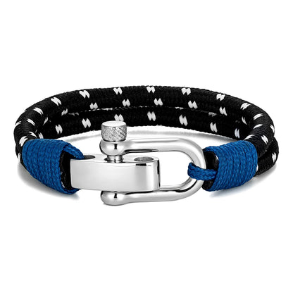 Pulsera de Cuerda Doble con Grillete de Acero Inoxidable – Estilo Vela