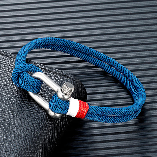 Pulsera Náutica para Hombre – Cuerda de Doble Hebra con Ancla de Acero Inoxidable