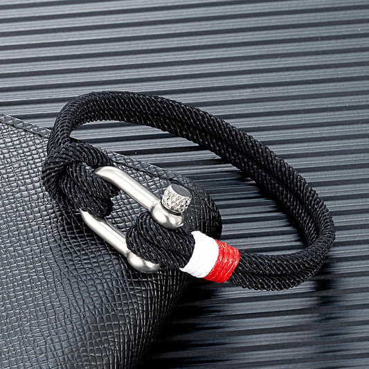 Pulsera Náutica para Hombre – Cuerda de Doble Hebra con Ancla de Acero Inoxidable