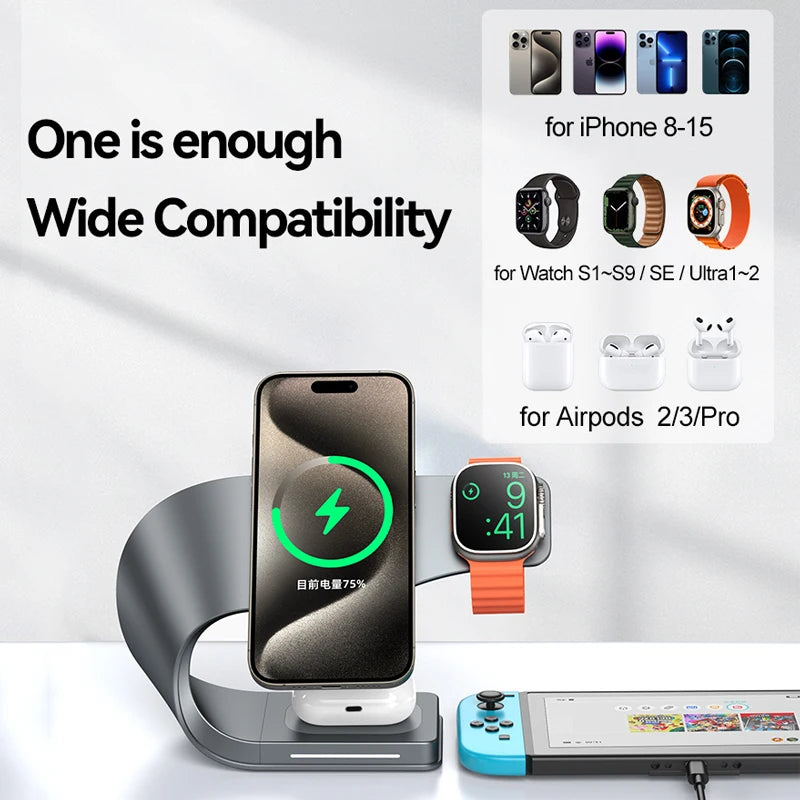 Cargador Inalámbrico 4 en 1 – para iPhone y Apple Watch