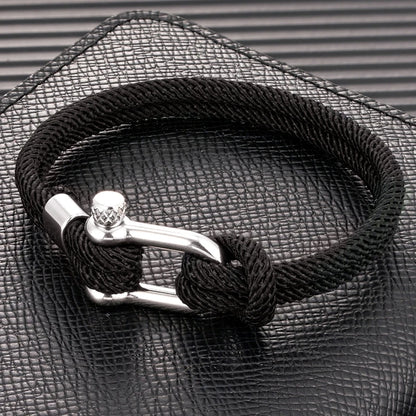 Pulsera Minimalista Unisex – Cuerda Doble con Hebilla en U de Acero Inoxidable