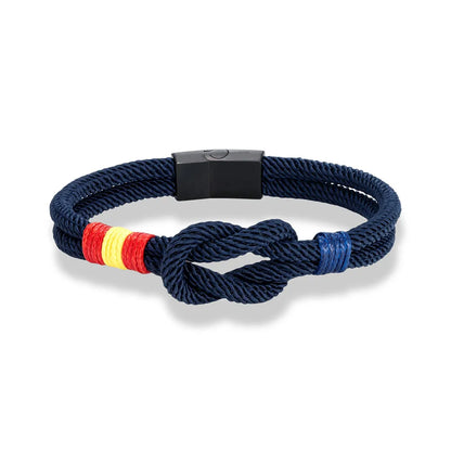 Pulsera con Bandera de España – Cuerda de Doble Hebra y Hebilla Magnética de Acero Inoxidable Negro