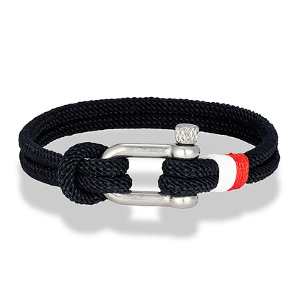 Pulsera Náutica para Hombre – Cuerda de Doble Hebra con Ancla de Acero Inoxidable