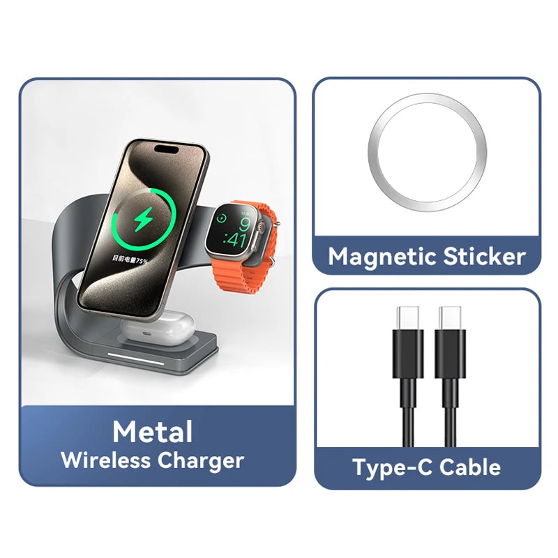 Cargador Inalámbrico 4 en 1 – para iPhone y Apple Watch