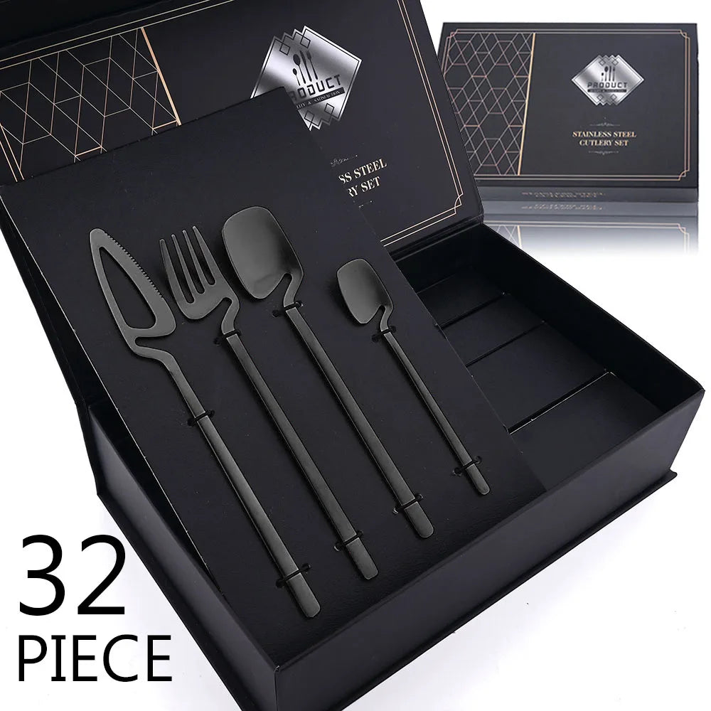 Set de Cubiertos Negro Mate (32 Piezas)