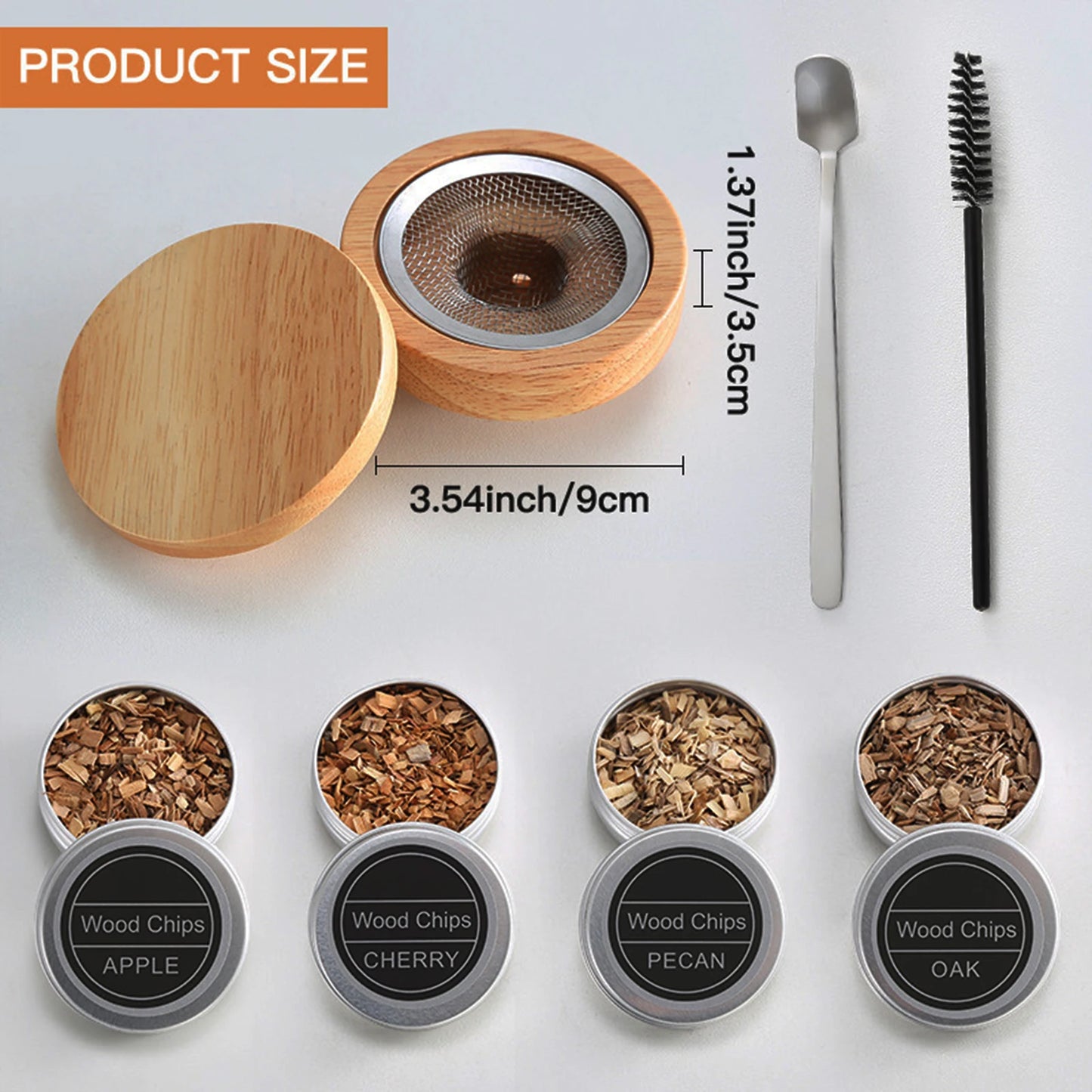 Kit Ahumador de Cócteles – Incluye 4 Astillas de Madera para Whisky y Tragos