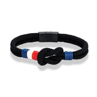 Pulsera Tejida de Doble Capa Bandera Francia/Chile.