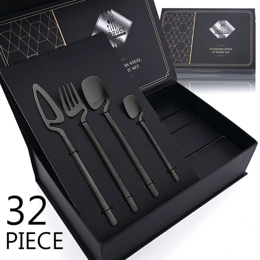 Set de Cubiertos Negro Mate (32 Piezas)