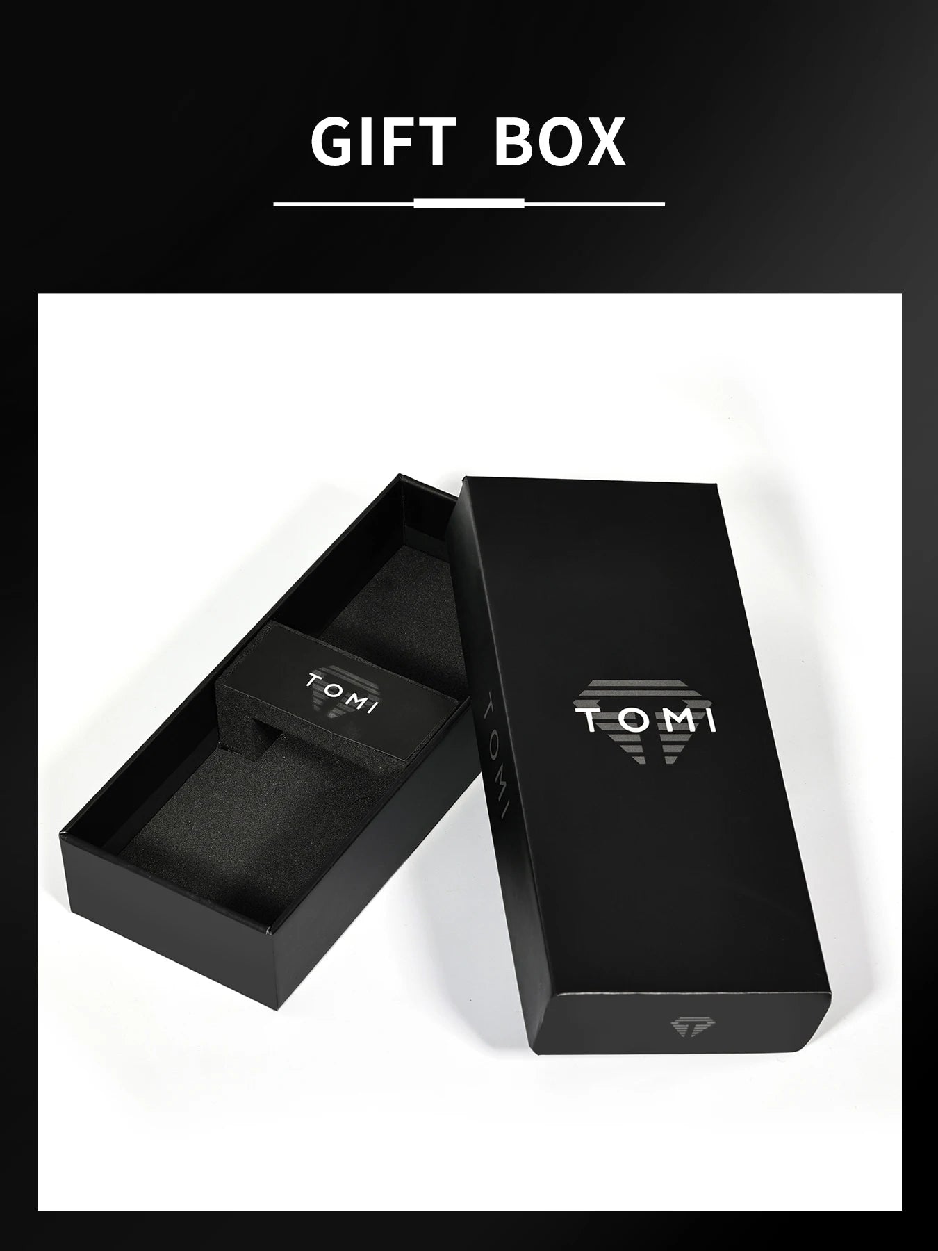 Reloj TOMI de cuarzo negro, diseño cuadrado elegante