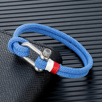 Pulsera Náutica para Hombre – Cuerda de Doble Hebra con Ancla de Acero Inoxidable