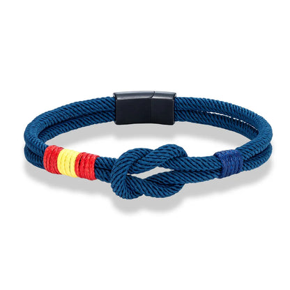 Pulsera con Bandera de España – Cuerda de Doble Hebra y Hebilla Magnética de Acero Inoxidable Negro