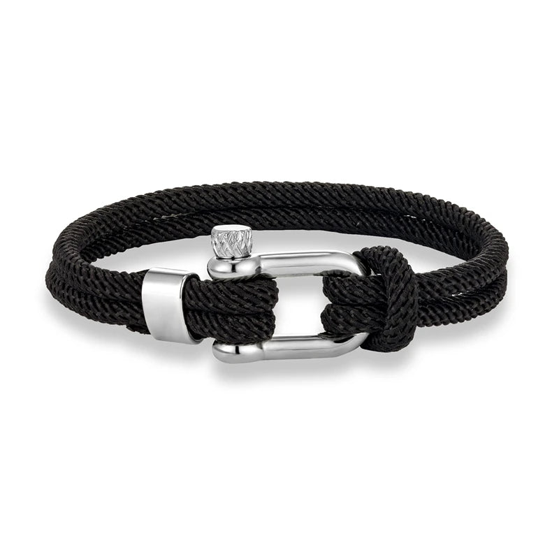 Pulsera Minimalista Unisex – Cuerda Doble con Hebilla en U de Acero Inoxidable