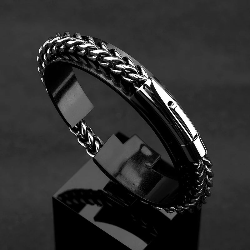 Pulsera de Acero Inoxidable Chapado en Oro 18K con Cierre Magnético