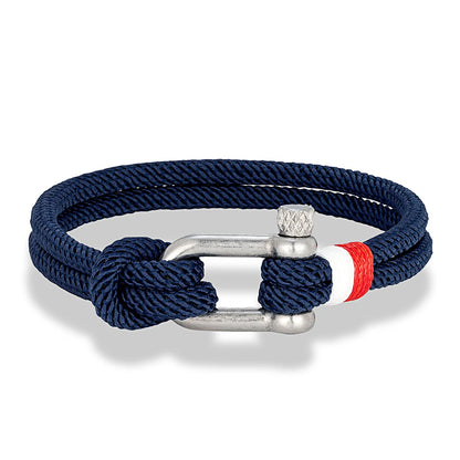 Pulsera Náutica para Hombre – Cuerda de Doble Hebra con Ancla de Acero Inoxidable