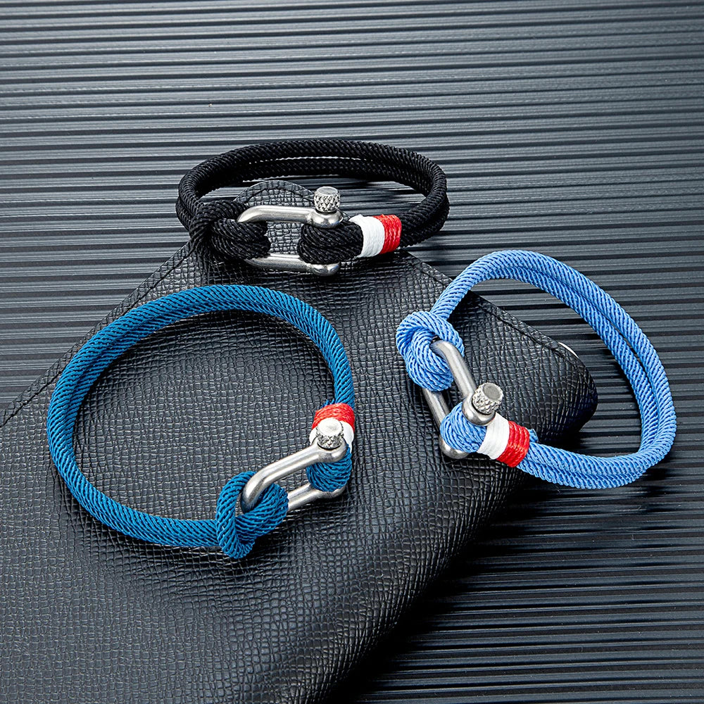 Pulsera Náutica para Hombre – Cuerda de Doble Hebra con Ancla de Acero Inoxidable
