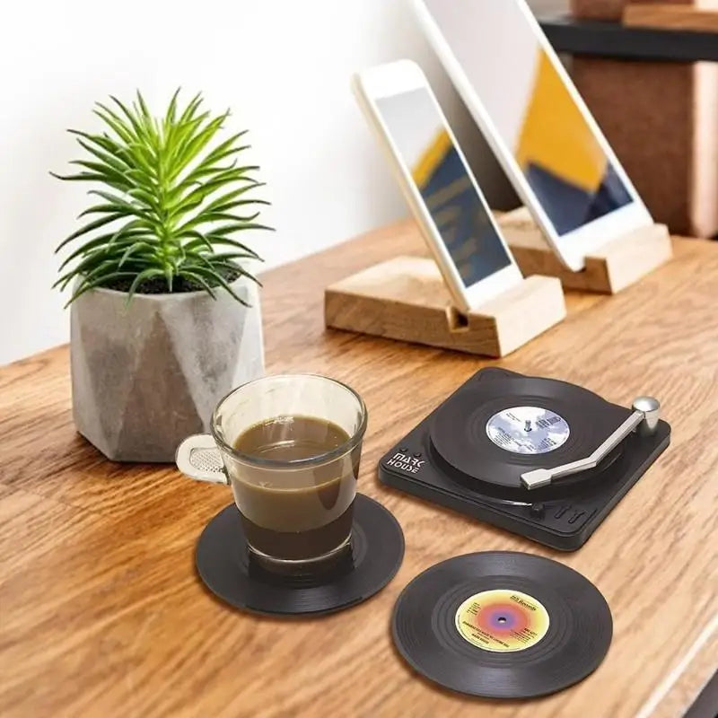 Posavasos Retro de Vinilo – Antideslizantes