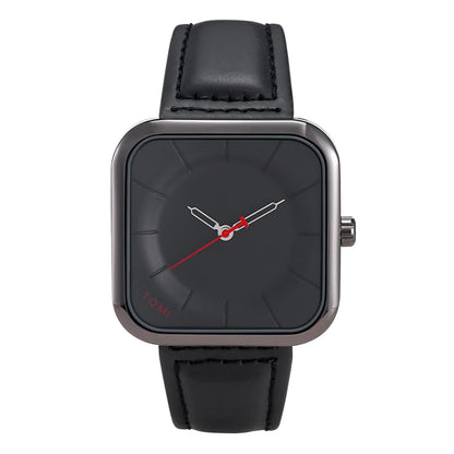 Reloj TOMI de cuarzo negro, diseño cuadrado elegante