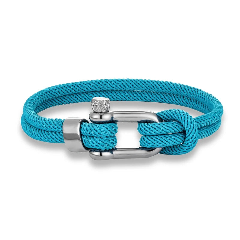 Pulsera Minimalista Unisex – Cuerda Doble con Hebilla en U de Acero Inoxidable