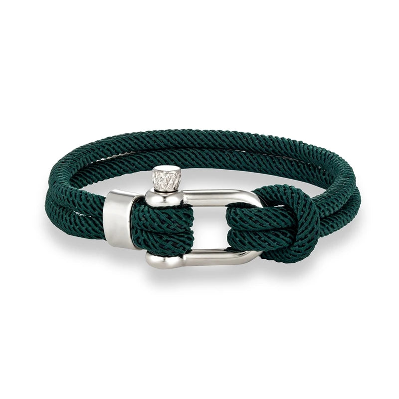 Pulsera Minimalista Unisex – Cuerda Doble con Hebilla en U de Acero Inoxidable