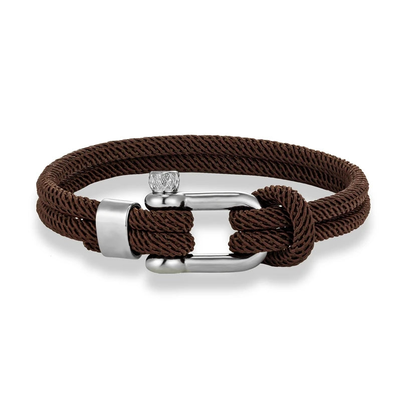 Pulsera Minimalista Unisex – Cuerda Doble con Hebilla en U de Acero Inoxidable