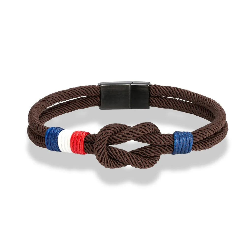 Pulsera Tejida de Doble Capa Bandera Francia/Chile.