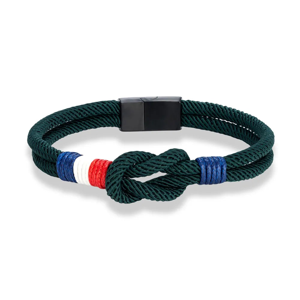 Pulsera Tejida de Doble Capa Bandera Francia/Chile.
