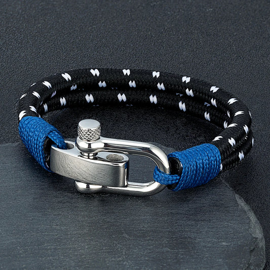 Pulsera de Cuerda Doble con Grillete de Acero Inoxidable – Estilo Vela