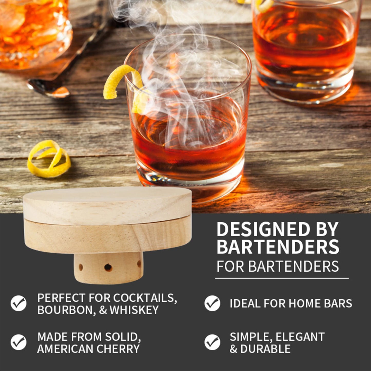 Kit Ahumador de Cócteles – Incluye 4 Astillas de Madera para Whisky y Tragos
