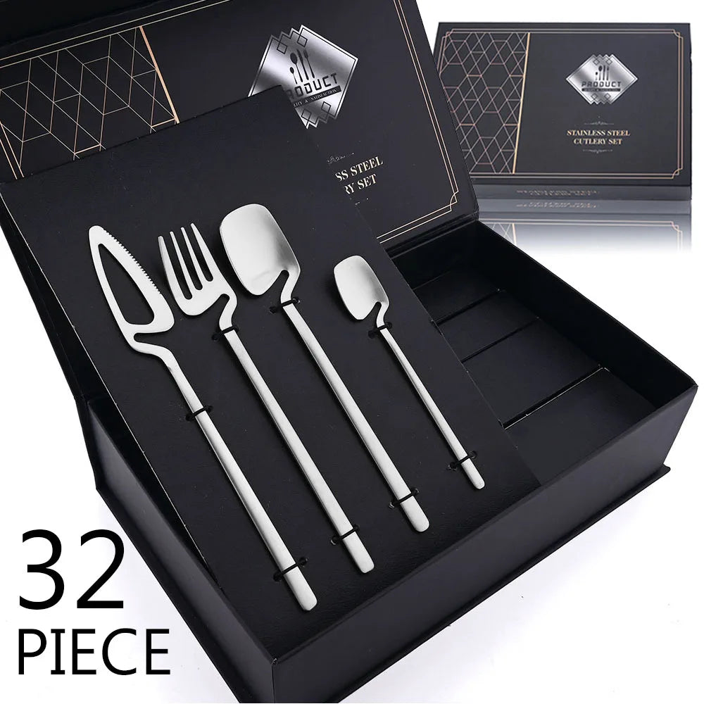 Set de Cubiertos Negro Mate (32 Piezas)