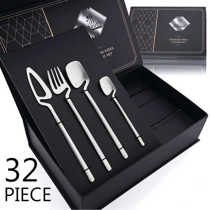 Set de Cubiertos Negro Mate (32 Piezas)