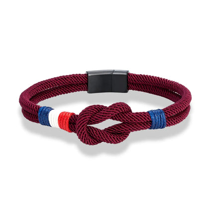 Pulsera Tejida de Doble Capa Bandera Francia/Chile.