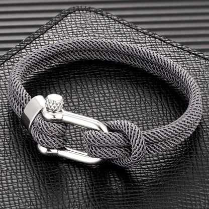 Pulsera Minimalista Unisex – Cuerda Doble con Hebilla en U de Acero Inoxidable